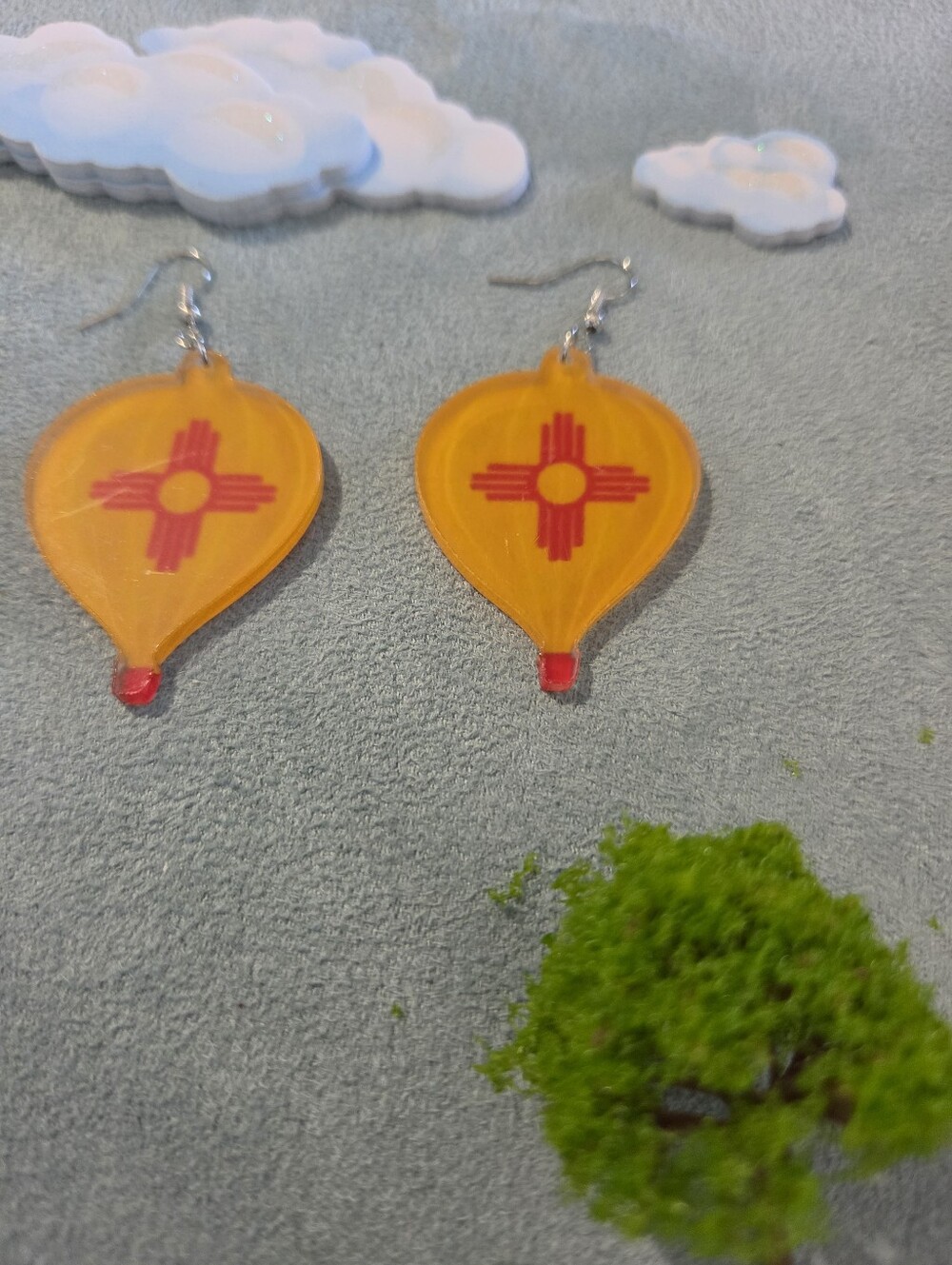 New Mexico Zia Hot Air Balloon Earrings